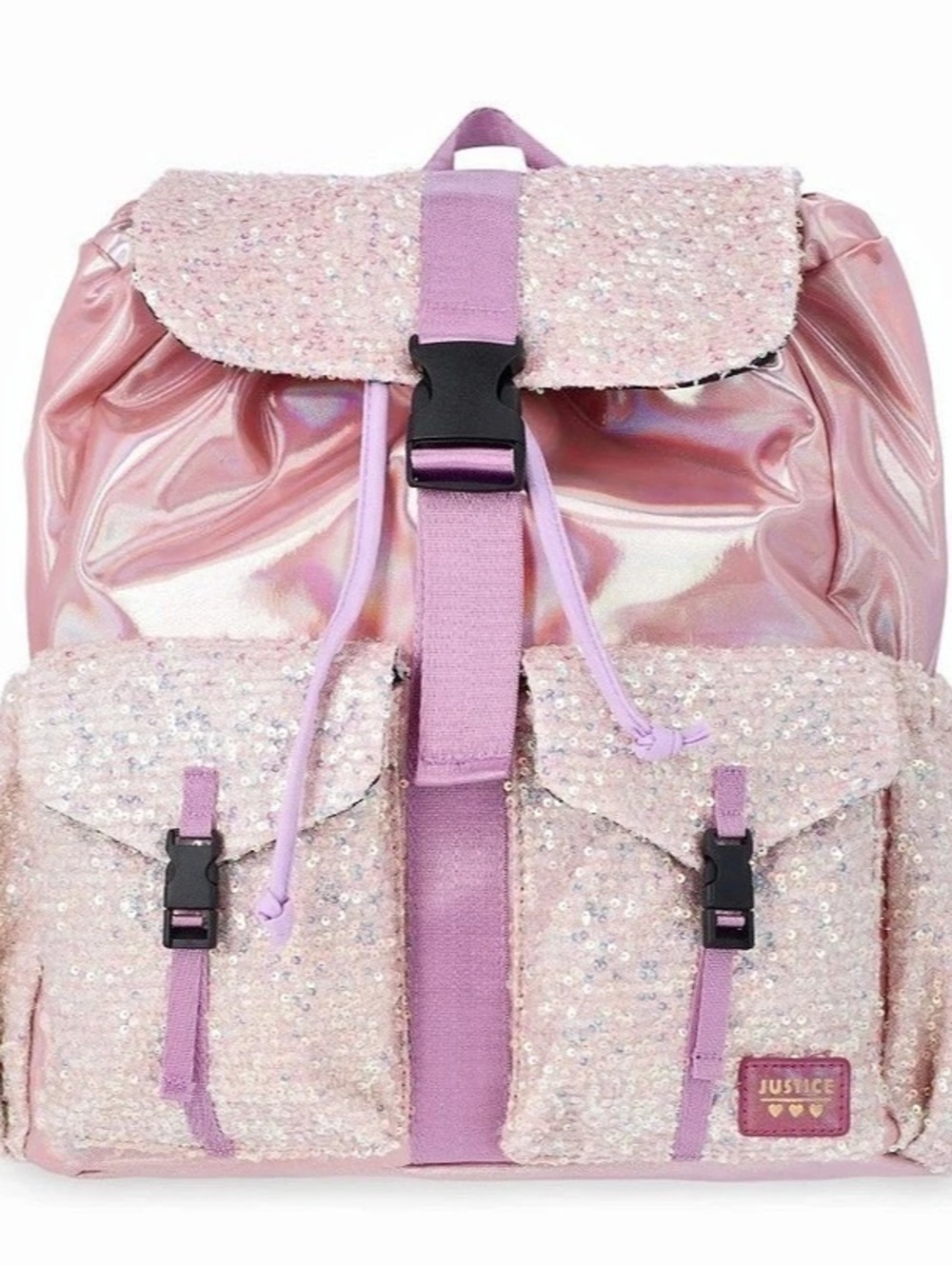 Justice Light Pink Iridescent Sequin Backpack